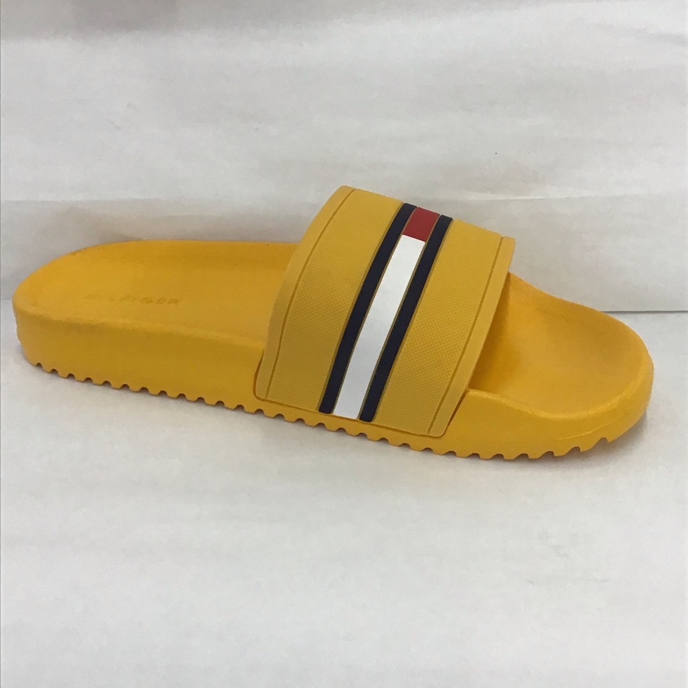 Tommy Hilfiger Redder Flag Logo Pool Slide Sandals Yellow Multi Color Size 9 M